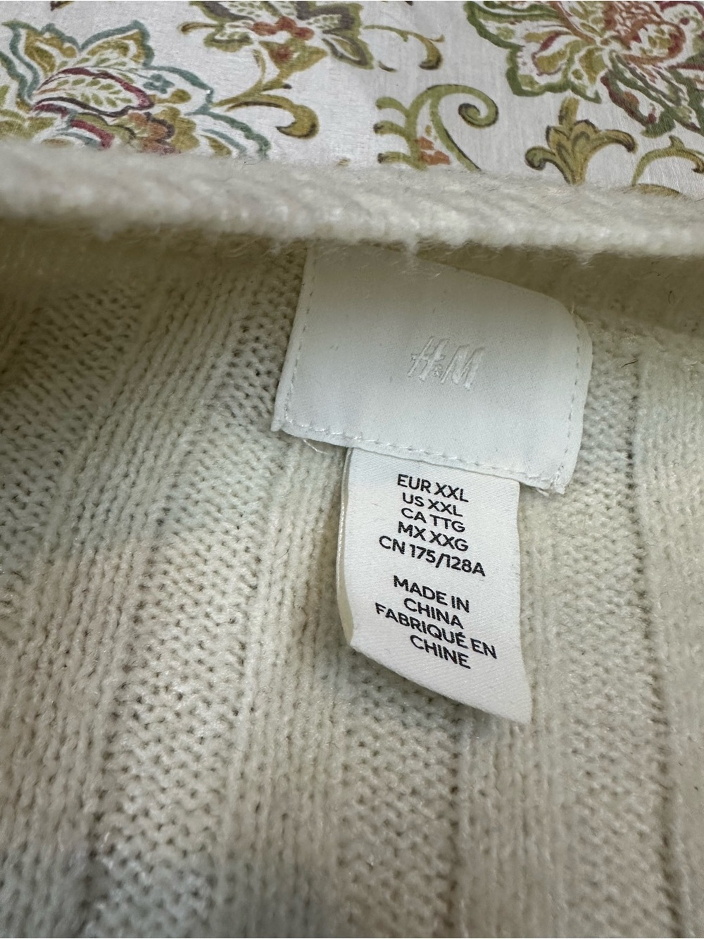 H&M Cream Ribbed V-Neck Midi Sweater Dress - Picture 3 of 3